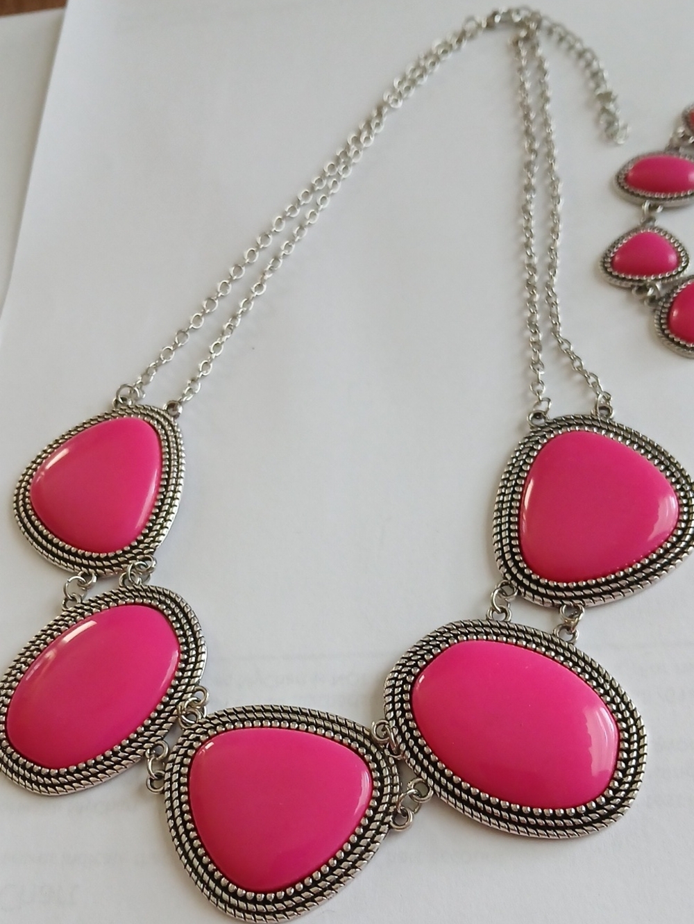 paparazzi Hot Pink Silver-Tone Statement Necklace